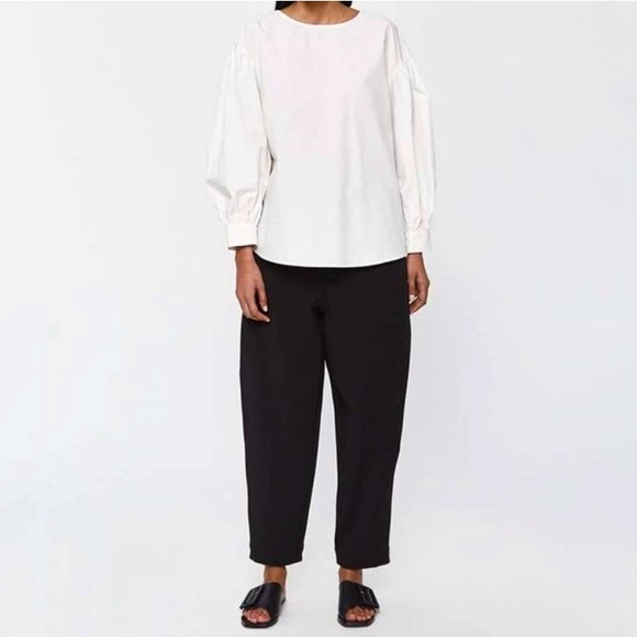 Mijeong Park White Puff Long Sleeve Reversible V-Back Small 100% Cotton - Picture 2 of 8